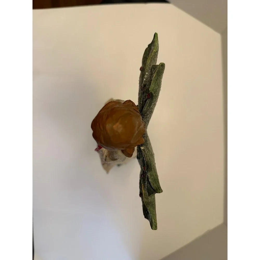 Christmas Angel Figurine Holly Wings Evergreen Tree Base Resin Holiday‎ Decor